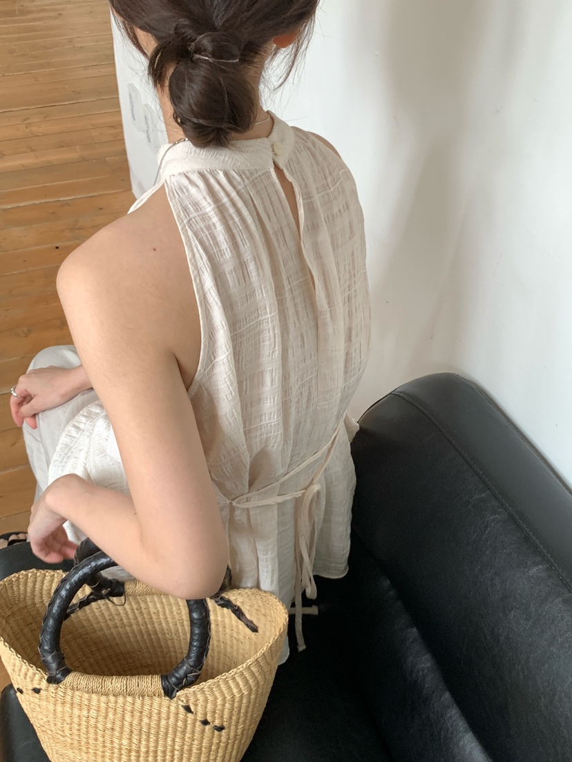 FRILL-T韓國代購㊣女裝新品人氣真品熱賣休閑吊帶背心含腰繩FRILL-T吊帶/背心
