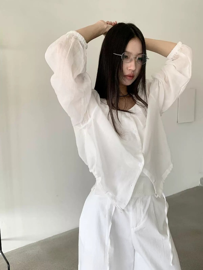 STRAWBERRY東大門㊣實拍女士新品人氣時尚襯衫蕾絲衫亞麻布STRAWBERRY襯衫/蕾絲衫