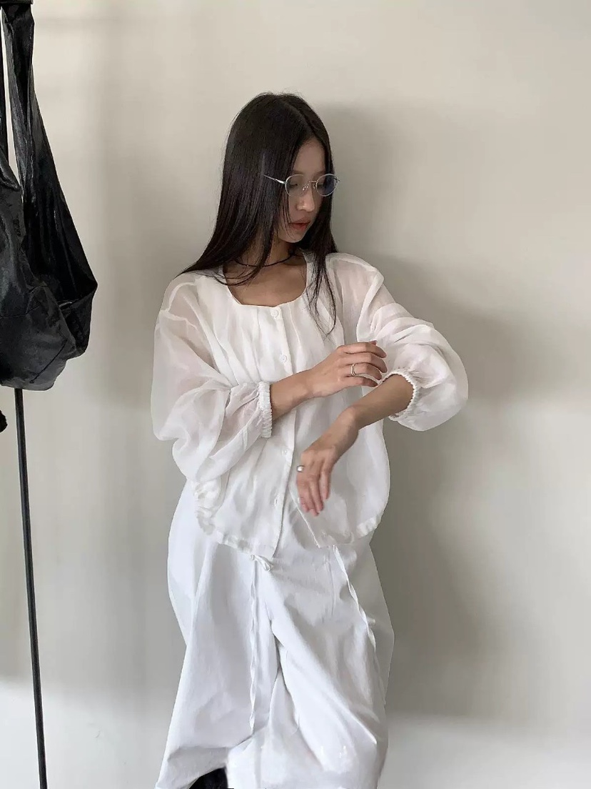 STRAWBERRY東大門㊣實拍女士新品人氣時尚襯衫蕾絲衫亞麻布STRAWBERRY襯衫/蕾絲衫