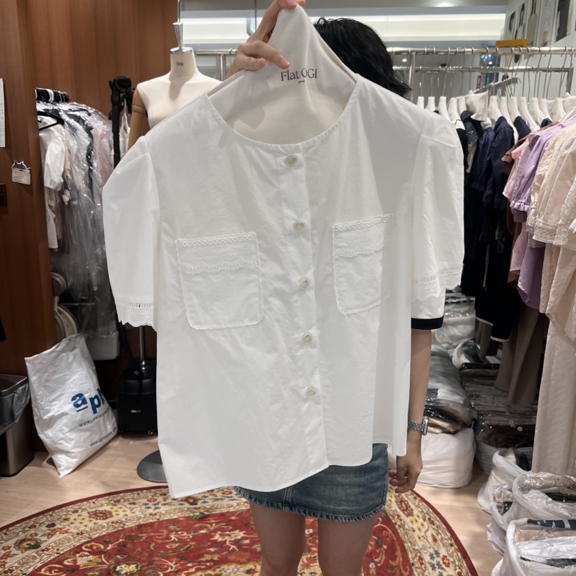 OGI東大門㊣直郵女士新款時尚職業真品25春夏熱賣襯衫蕾絲衫FLat OGI襯衫/蕾絲衫圖色2