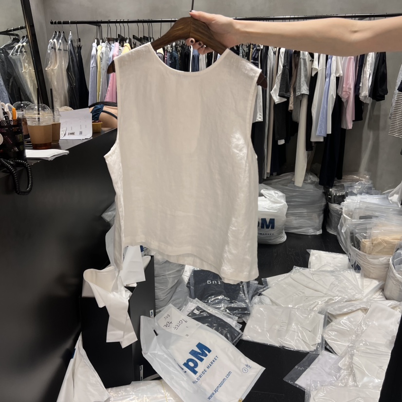 TUG韓國直郵㊣女士新品真品職業人氣推薦25春夏吊帶背心亞麻TUG吊帶/背心