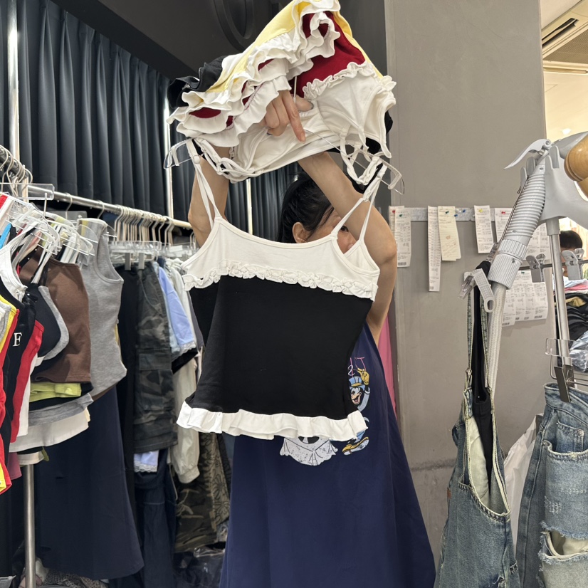 MOMAZU東大門㊣直郵女裝新款25春夏推薦人氣吊帶背心荷葉邊MOMAZU吊帶/背心