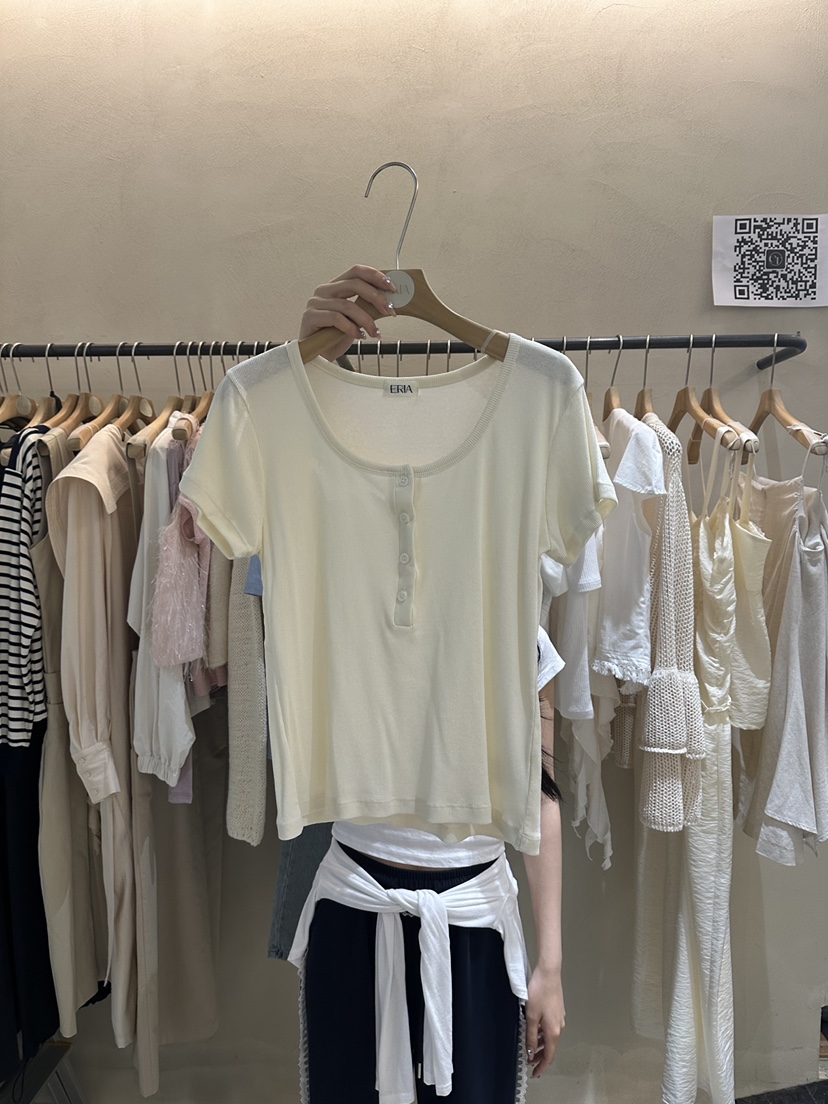 ERIA韓國代購㊣女裝新品休閑職業推薦真品時尚熱賣25春夏T恤ERIA/HUET恤圖色2