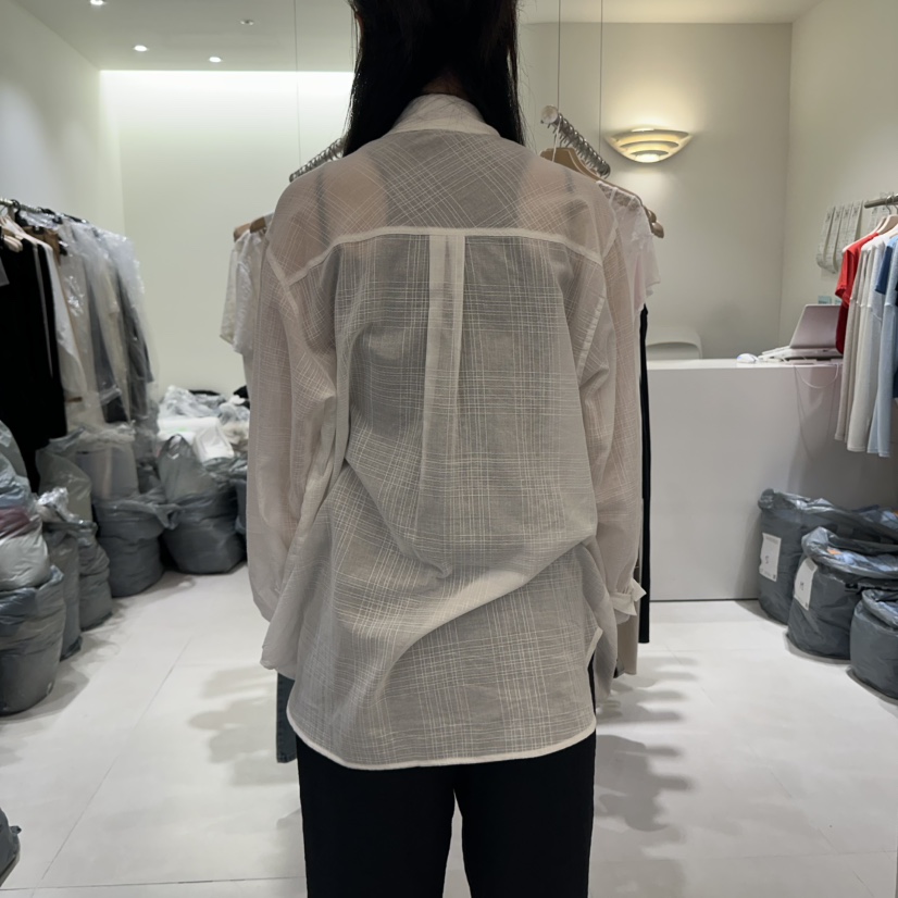 AVECNOUS韓國直郵㊣女裝新品熱賣休閑人氣時尚襯衫蕾絲衫透明AVECNOUS襯衫/蕾絲衫