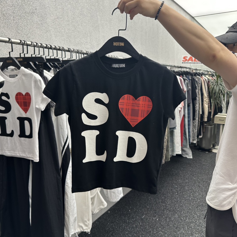 NUEUN韓國代購㊣女裝新品25春夏熱賣休閑人氣推薦時尚T恤格紋NUEUN/SEEOTT恤圖色2
