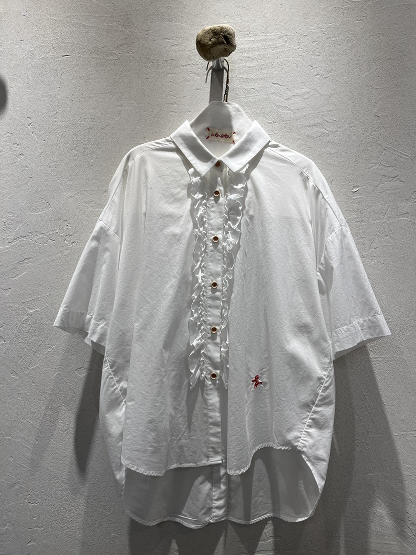 AT NOTE韓國代購㊣女士新品時尚25春夏襯衫蕾絲衫荷葉邊雙面AT NOTE襯衫/蕾絲衫