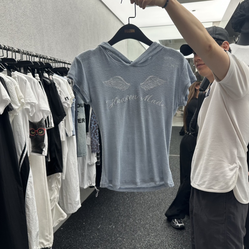 NUEUN東大門㊣直郵女士新品休閑時尚真品25春夏T恤連帽衫亞麻NUEUN/SEEOTT恤圖色2