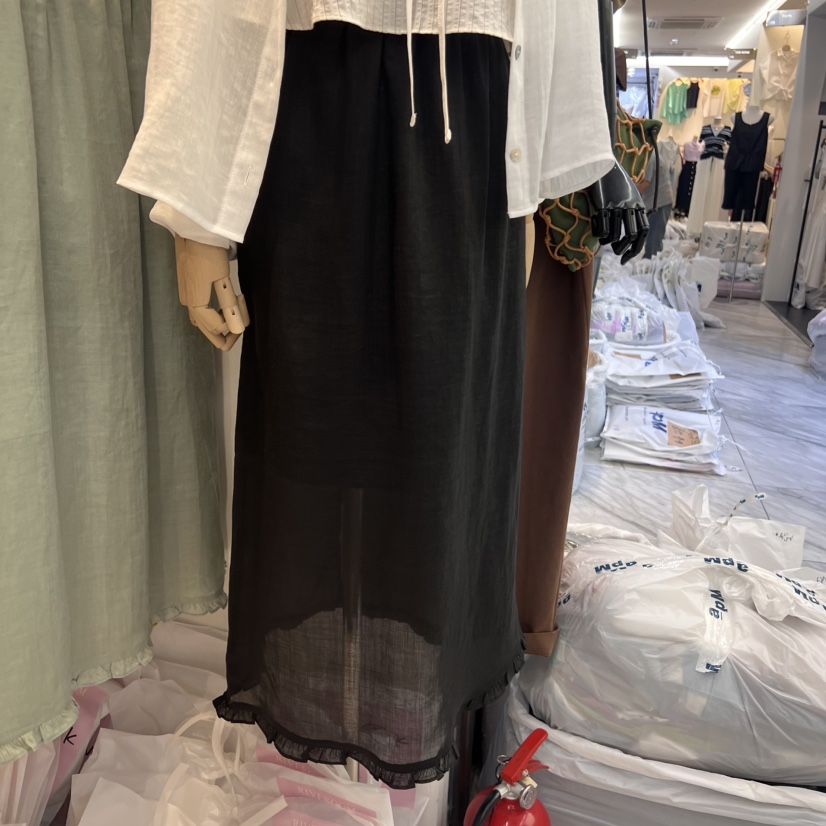 RIVEROOM東大門㊣代購女士新品推薦休閑真品半身裙中短裙亞麻RIVEROOM半身裙/中短裙圖色4