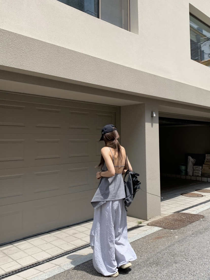 VIRKIN東大門㊣直郵女裝新款休閑25春夏真品職業吊帶背心亞麻VIRKIN吊帶/背心