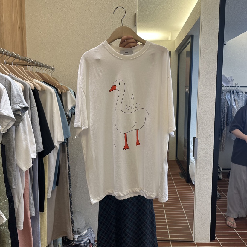 CHOI-L韓國直郵㊣女裝新品推薦熱賣人氣25春夏休閑職業T恤鴨CHOIT恤圖色1