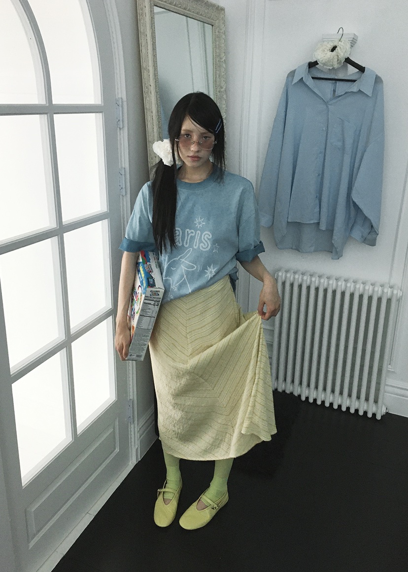 CLODE韓國代購㊣女士新品真品時尚推薦熱賣25春夏休閑長裙條紋CLODE長裙