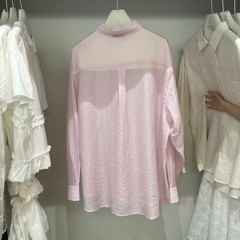 FRENCH DOOR東大門㊣代購女裝新品時尚襯衫蕾絲衫透明條紋FRENCH DOOR襯衫/蕾絲衫