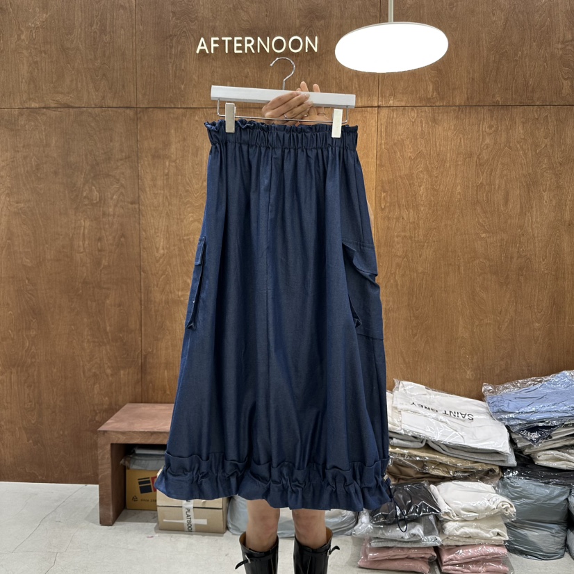 AFTERNOON-P韓國代購㊣女士新品推薦真品25春夏時尚熱賣長裙AFTERNOON長裙