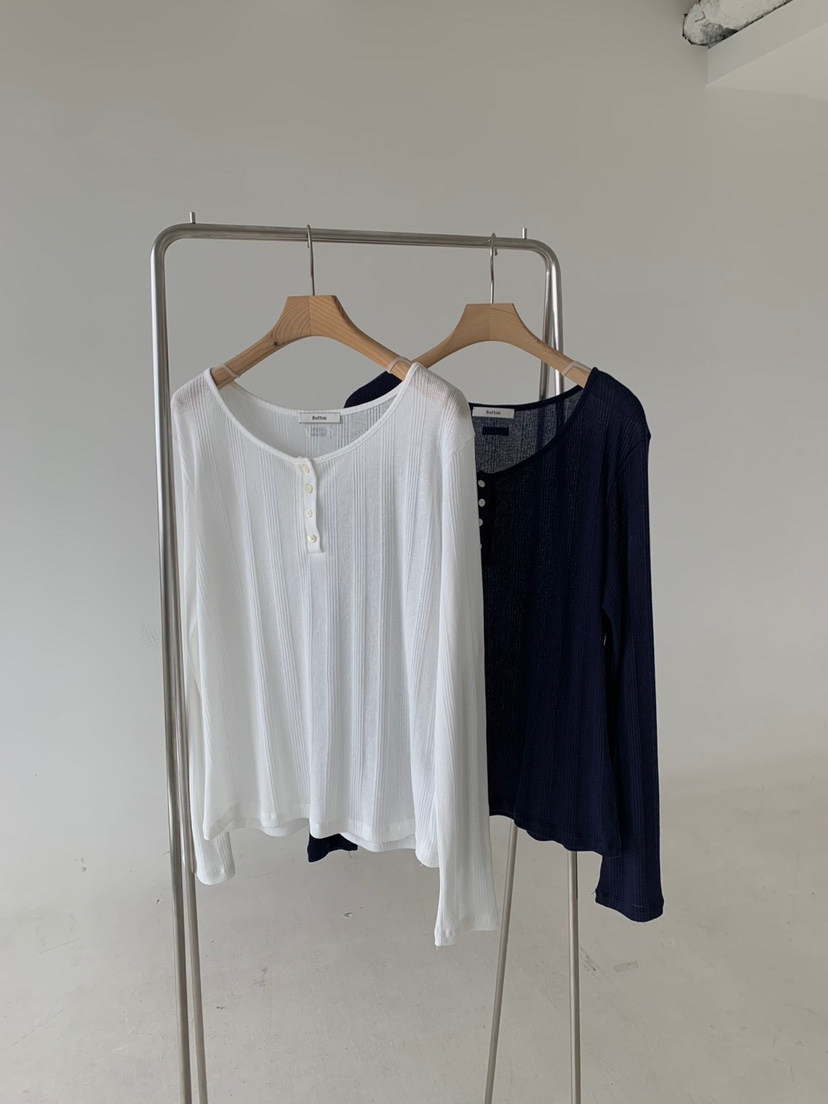 BOUTIQUE SEOUL-P東大門㊣實拍女士新款職業25春夏長袖T恤But ton/BOUTIQUE SEOUL長袖T恤