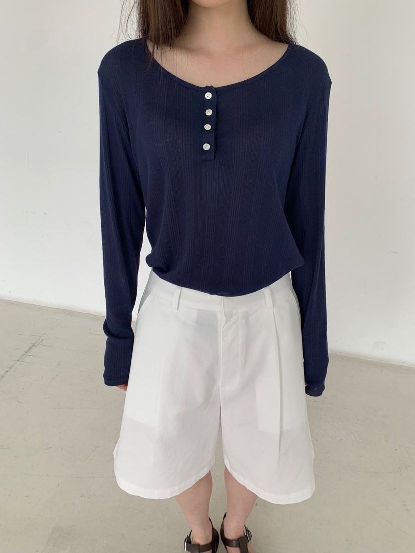 BOUTIQUE SEOUL-P東大門㊣實拍女士新款職業25春夏長袖T恤But ton/BOUTIQUE SEOUL長袖T恤圖色2