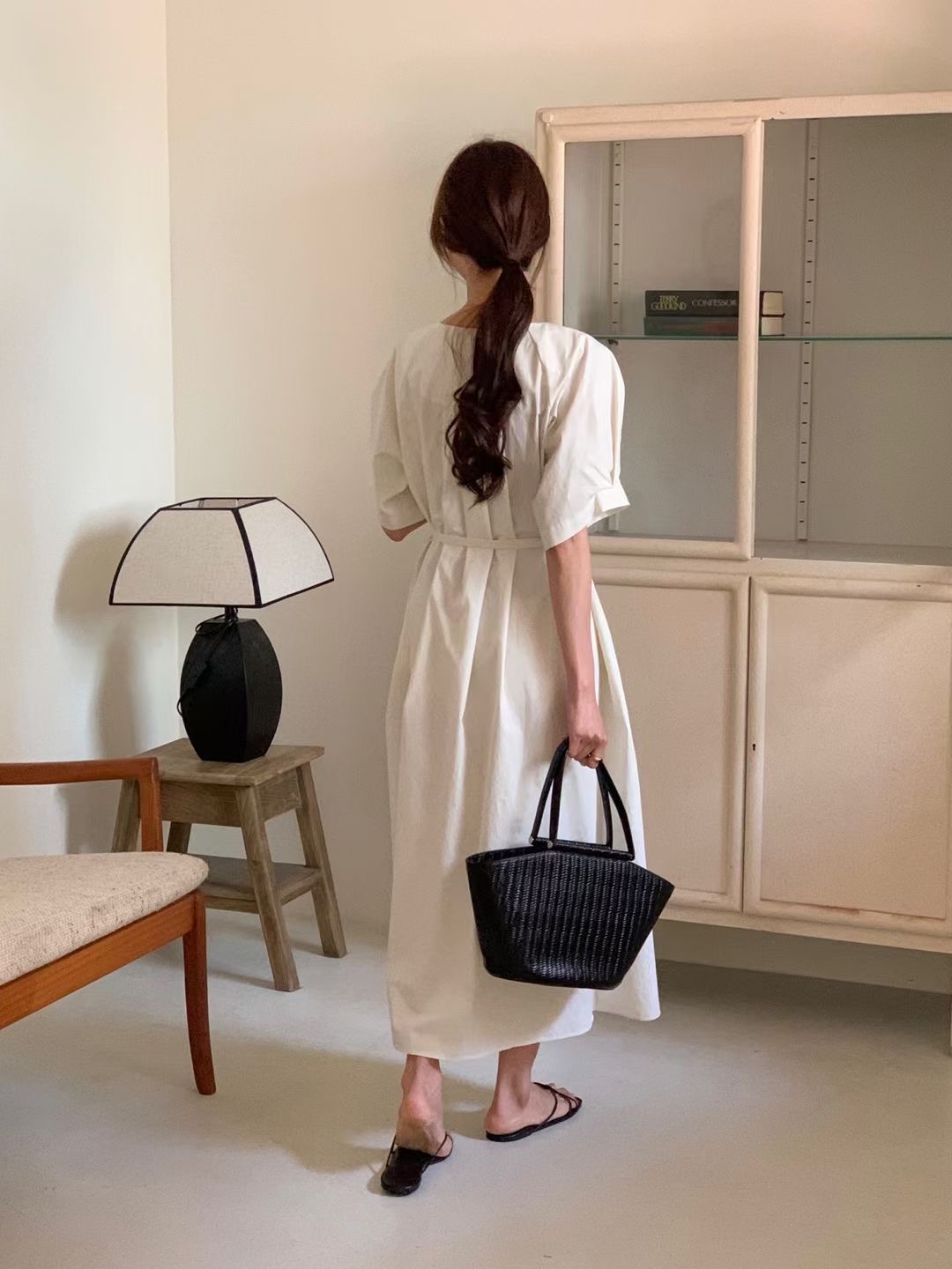 DIFFER東大門㊣實拍女裝新款休閑推薦時尚25春夏連衣裙含腰繩DIFFER連衣裙