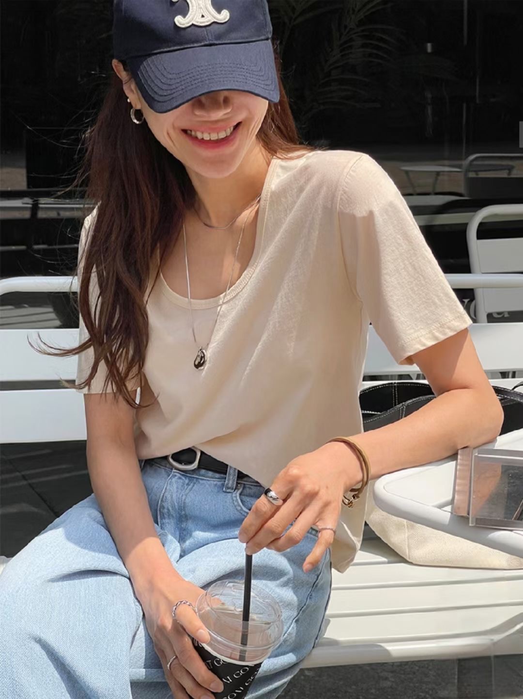DIFFER韓國代購㊣女裝新品人氣休閑時尚熱賣真品25春夏職業T恤DIFFERT恤圖色2