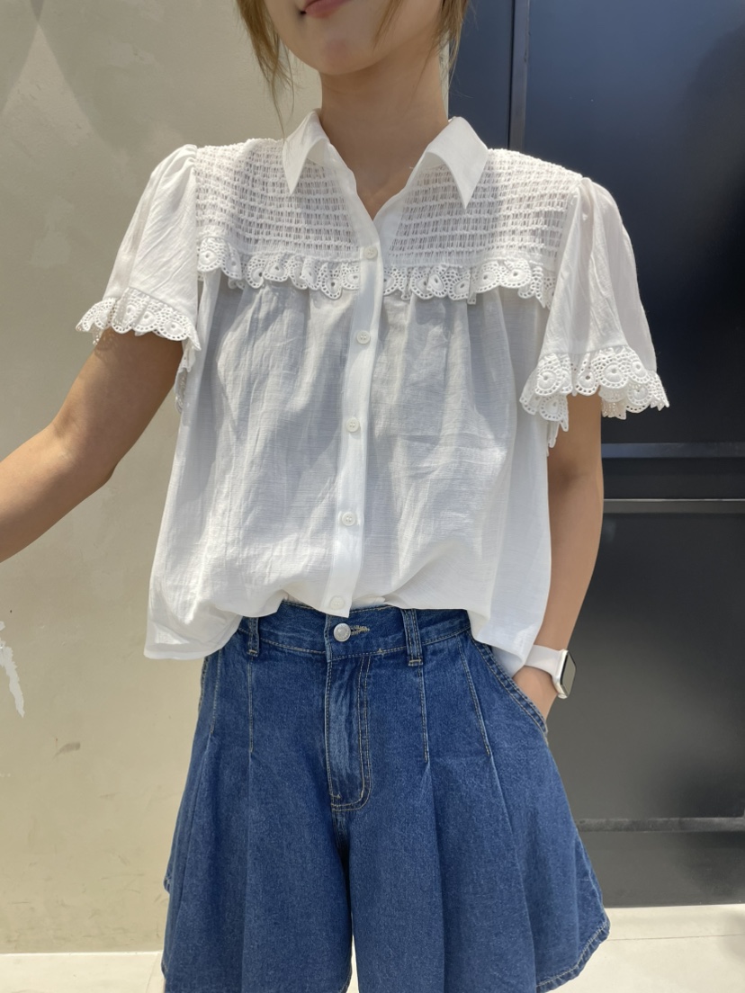 MILLIMETER東大門㊣代購女士新款25春夏真品休閑襯衫蕾絲衫MILLIMETER襯衫/蕾絲衫