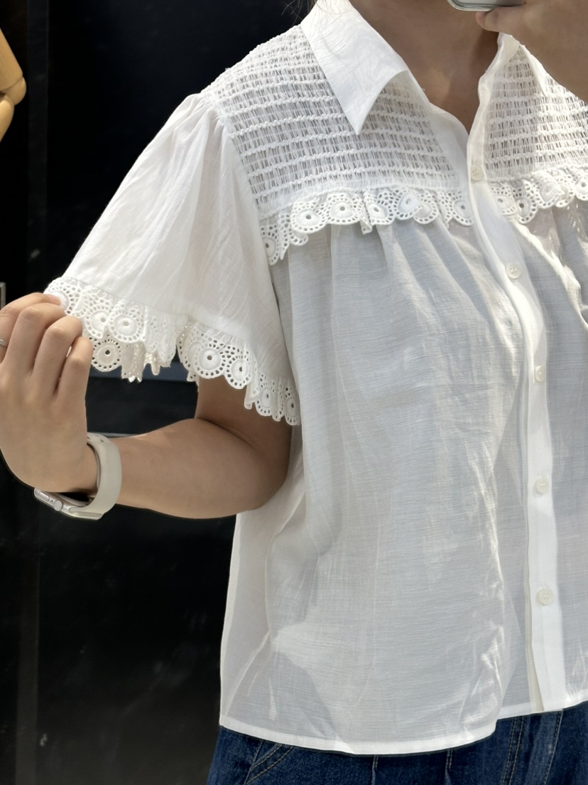MILLIMETER東大門㊣代購女士新款25春夏真品休閑襯衫蕾絲衫MILLIMETER襯衫/蕾絲衫