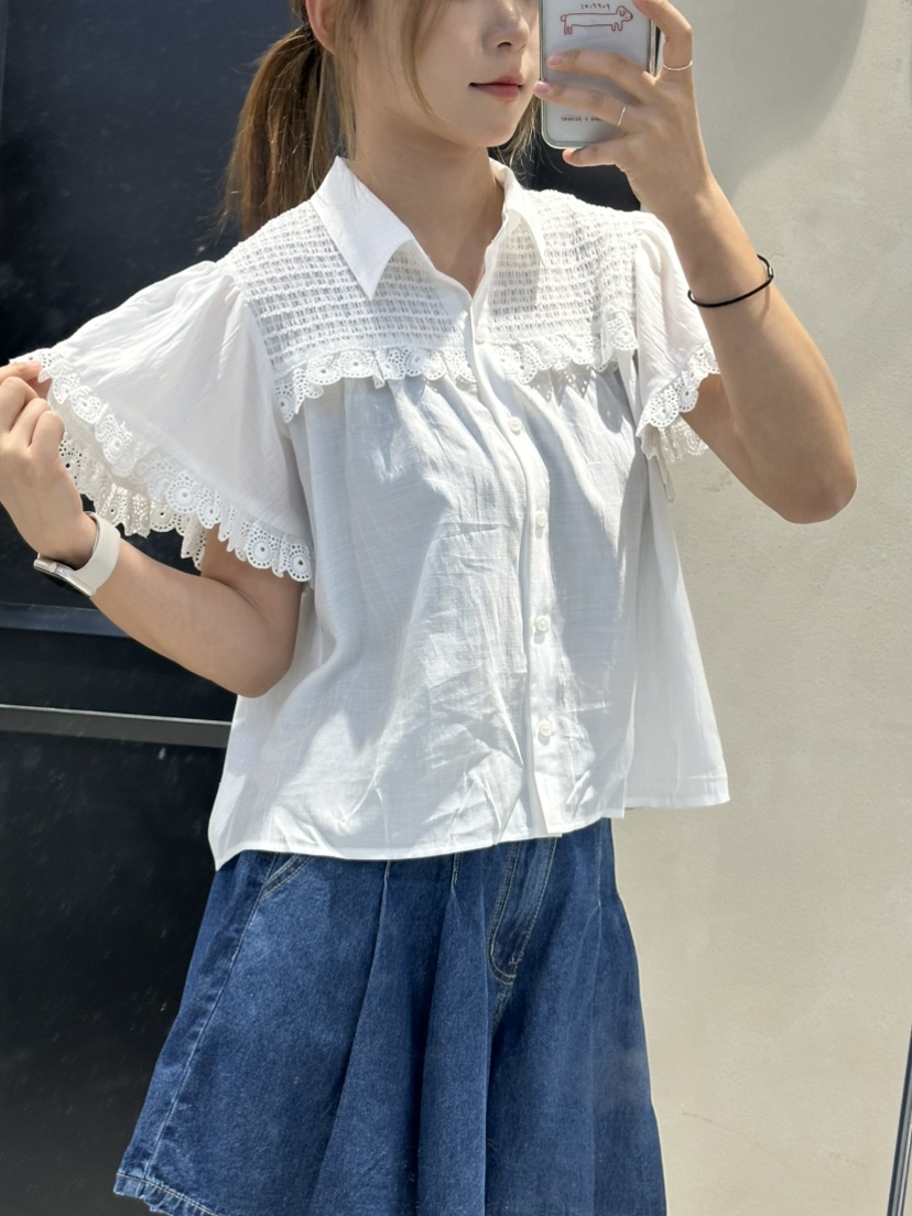 MILLIMETER東大門㊣代購女士新款25春夏真品休閑襯衫蕾絲衫MILLIMETER襯衫/蕾絲衫