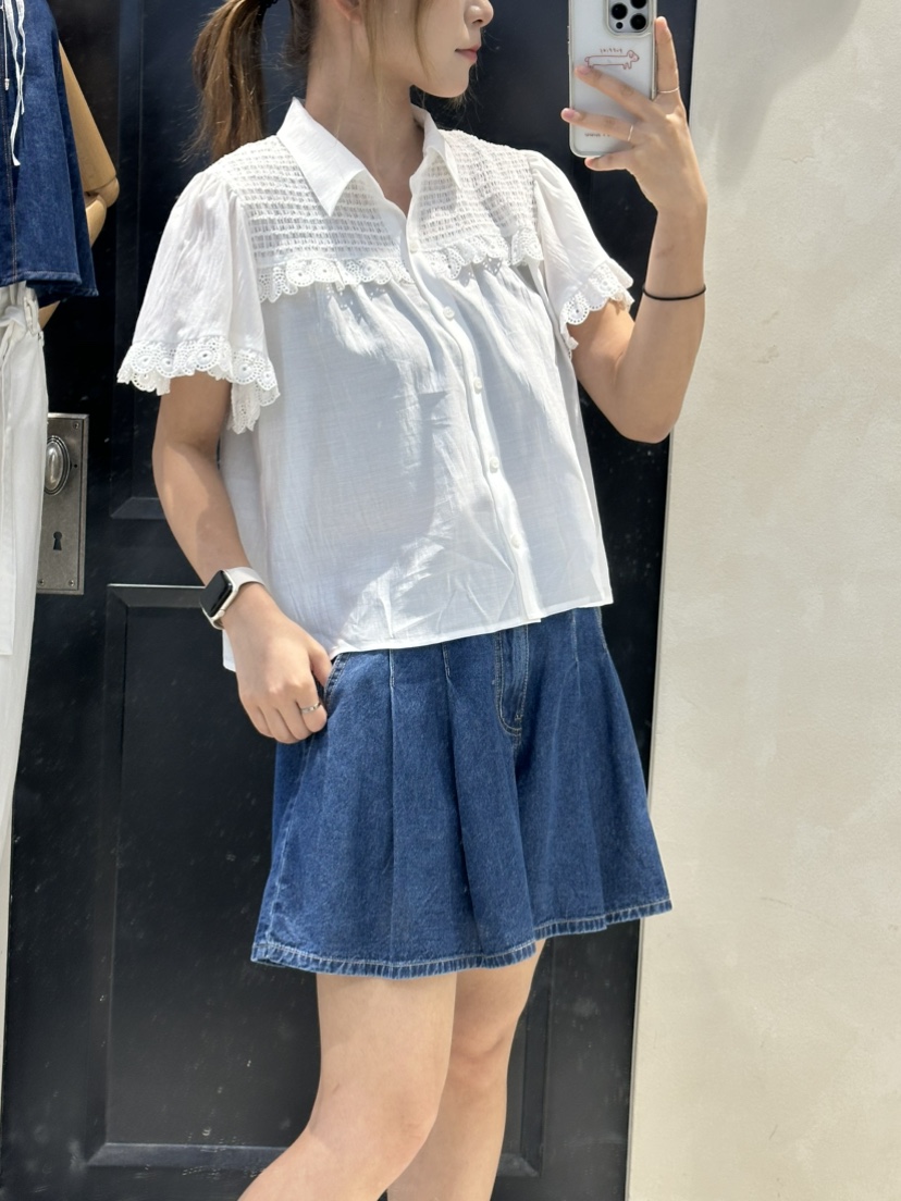 MILLIMETER東大門㊣代購女士新款25春夏真品休閑襯衫蕾絲衫MILLIMETER襯衫/蕾絲衫