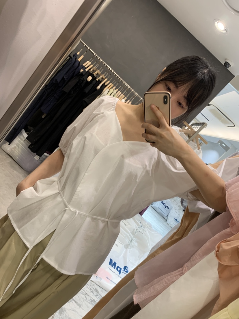 DARAK韓國代購㊣女裝新品休閑人氣熱賣推薦襯衫蕾絲衫含腰繩DARAK襯衫/蕾絲衫