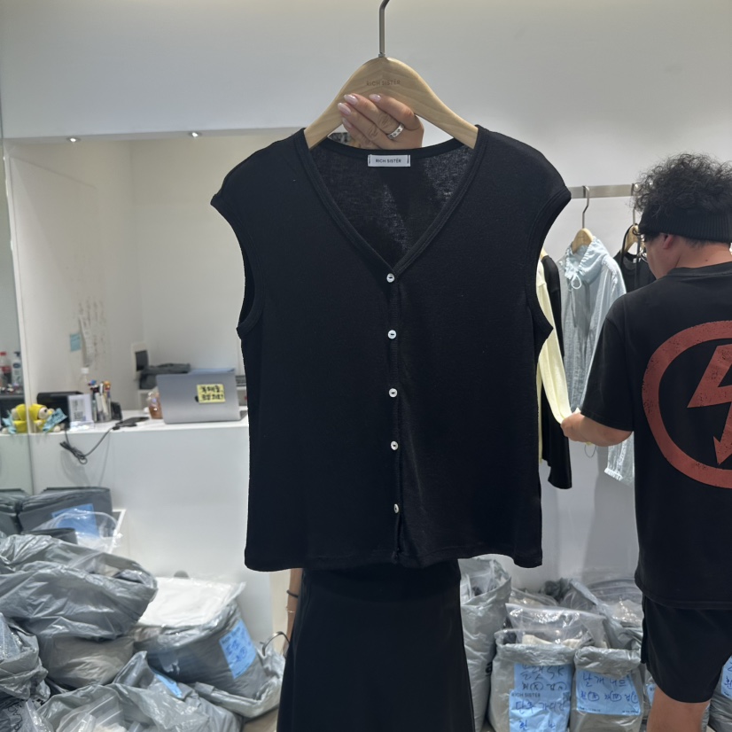 RICH SISTER韓國代購㊣女士新品休閑職業時尚人氣馬甲紐扣RICH SISTER馬甲圖色2