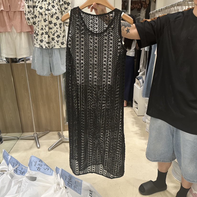 MELO韓國直郵㊣女裝新品休閑人氣熱賣25春夏時尚連衣裙網眼MELO連衣裙
