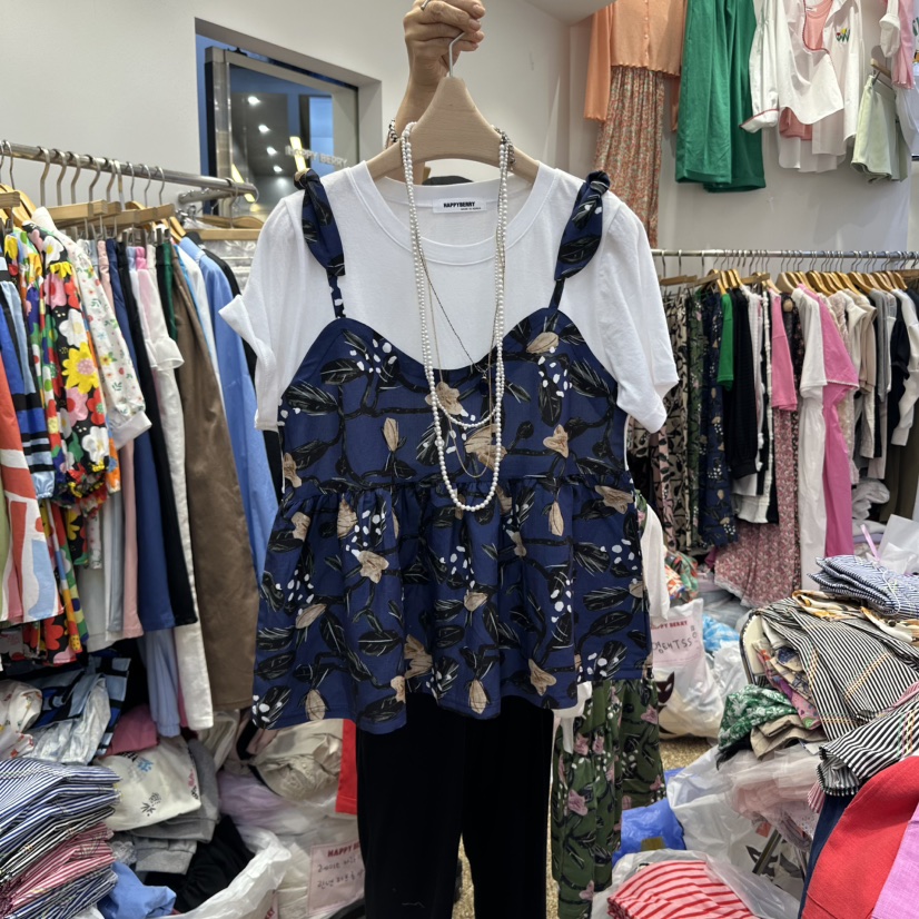 HAPPYBERRY韓國直郵㊣女裝新款真品職業推薦熱賣休閑T恤亞麻HAPPYBERRYT恤圖色3
