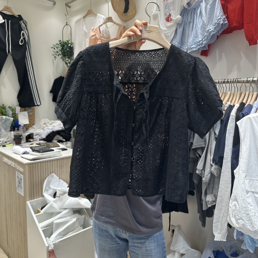 UNDERSTAR_VINTAGE韓國直郵㊣女裝新款熱賣25春夏襯衫蕾絲衫UNDERSTAR_VINTAGE襯衫/蕾絲衫圖色2