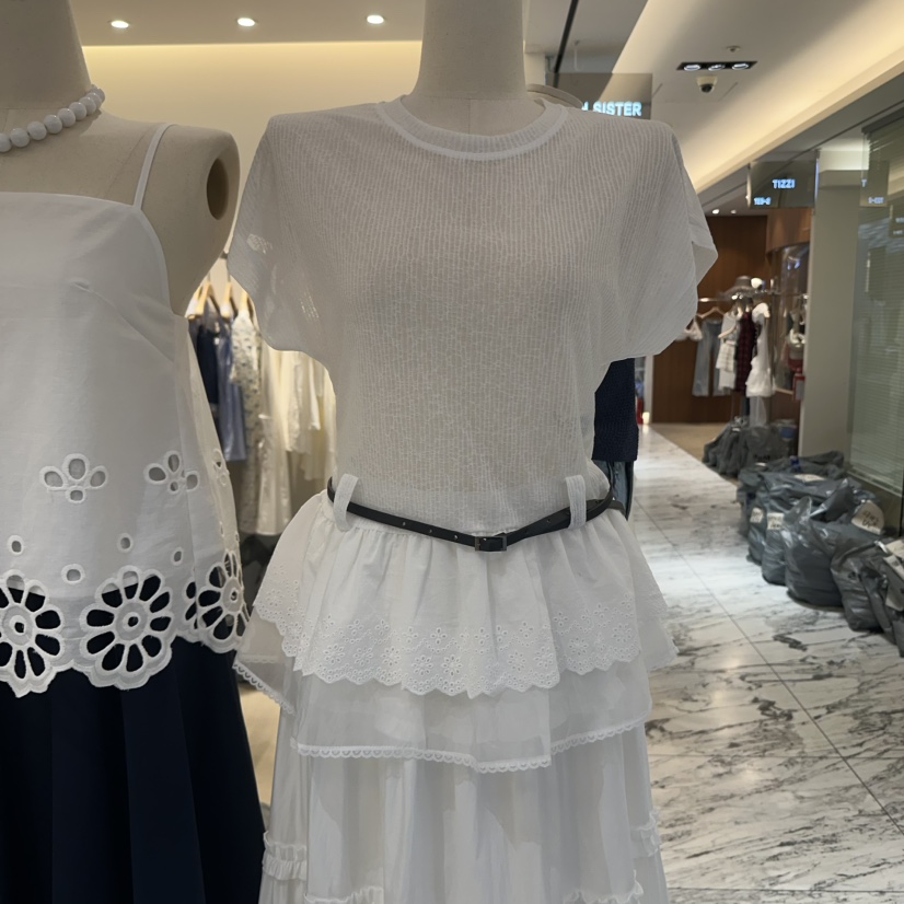 RICH SISTER東大門㊣實拍女裝新款25春夏休閑推薦T恤套裝腰帶RICH SISTERT恤圖色1