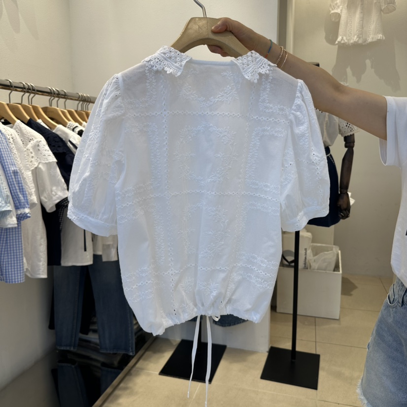 2nd B-S韓國直郵㊣女裝新品人氣時尚熱賣休閑襯衫蕾絲衫刺繡2nd B-S襯衫/蕾絲衫