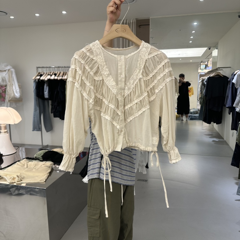 VAULT韓國代購㊣女士新品25春夏推薦人氣真品時尚襯衫蕾絲衫VAULT襯衫/蕾絲衫圖色2