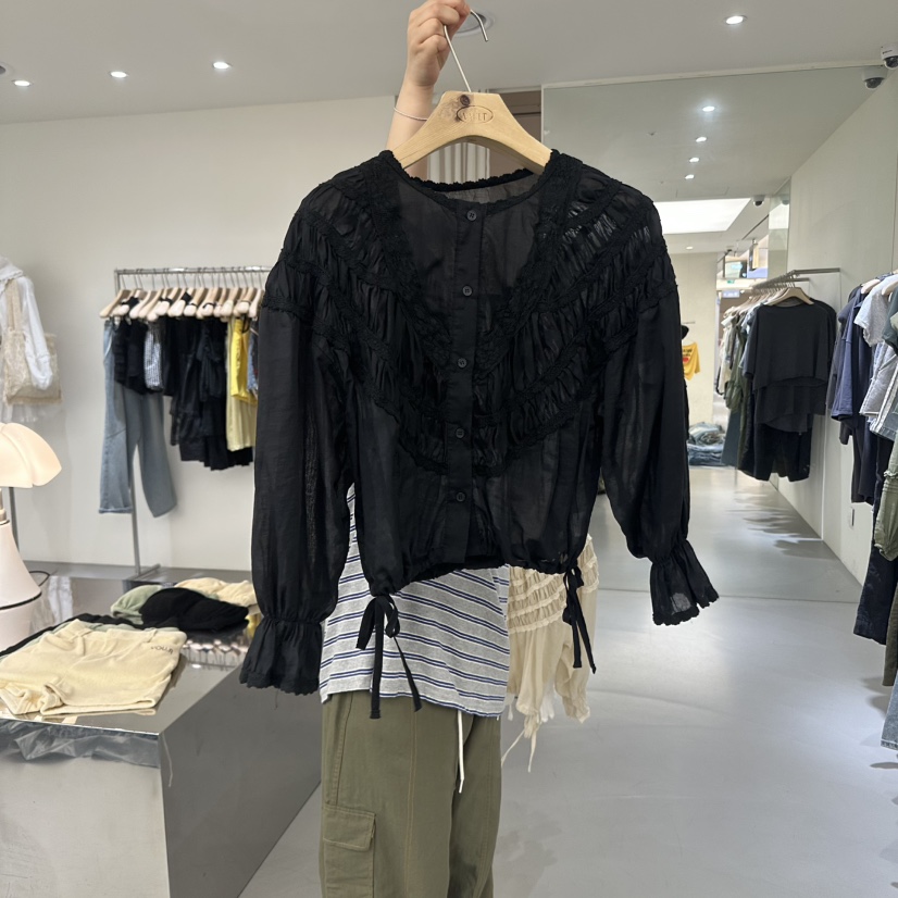 VAULT韓國代購㊣女士新品25春夏推薦人氣真品時尚襯衫蕾絲衫VAULT襯衫/蕾絲衫圖色3
