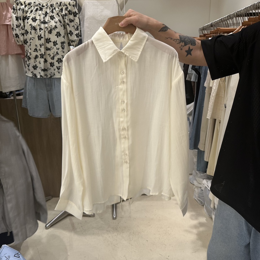 MELO韓國代購㊣女裝新品推薦25春夏休閑人氣職業襯衫蕾絲衫MELO襯衫/蕾絲衫圖色2