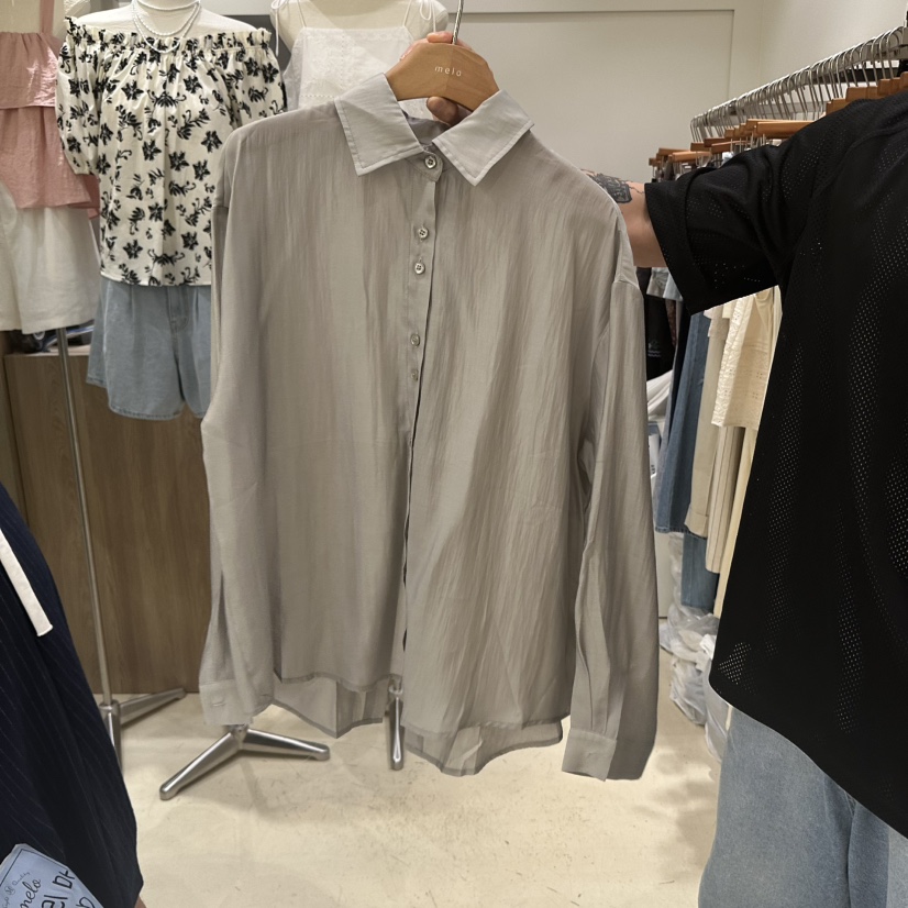 MELO韓國代購㊣女裝新品推薦25春夏休閑人氣職業襯衫蕾絲衫MELO襯衫/蕾絲衫圖色3