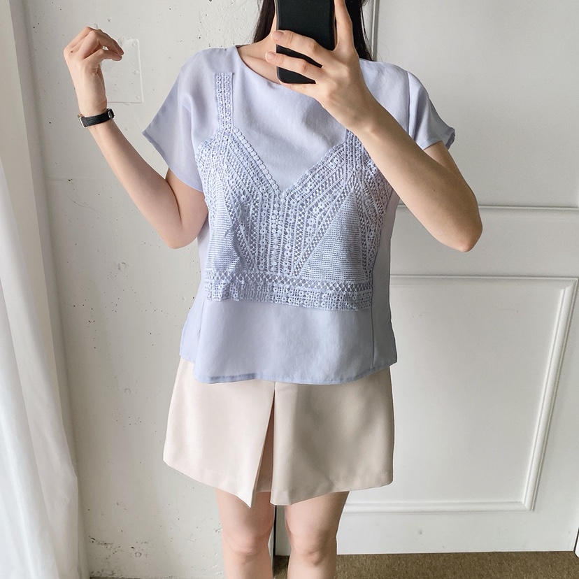 BLUE RIBBON東大門㊣代購女裝新款推薦25春夏休閑襯衫蕾絲衫BLUE RIBBON襯衫/蕾絲衫