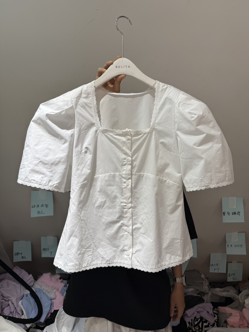 BELITA-L韓國直郵㊣女士新款職業25春夏時尚襯衫蕾絲衫寬松BELITA-L襯衫/蕾絲衫圖色1