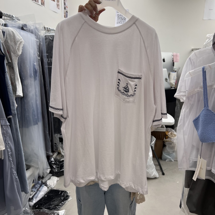 SOLD OUT韓國直郵㊣女裝新品人氣職業休閑真品25春夏T恤刺繡SOLD OUTT恤圖色2