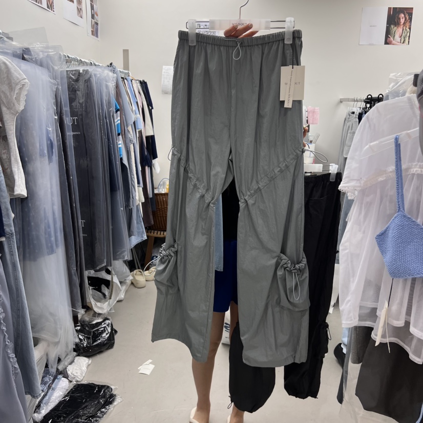 SOLD OUT韓國代購㊣女士新款職業真品熱賣25春夏休閑褲尼龍SOLD OUT休閑褲圖色1