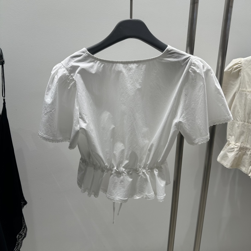 TARABY MOTION東大門㊣實拍女裝新款25春夏襯衫蕾絲衫棉質蕾絲TARABY MOTION襯衫/蕾絲衫
