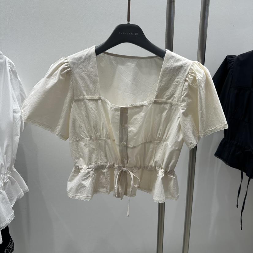 TARABY MOTION東大門㊣實拍女裝新款25春夏襯衫蕾絲衫棉質蕾絲TARABY MOTION襯衫/蕾絲衫圖色2