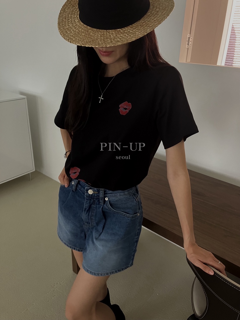 PIN-UP韓國代購㊣女裝新款時尚休閑真品推薦25春夏人氣T恤PIN-UPT恤圖色3