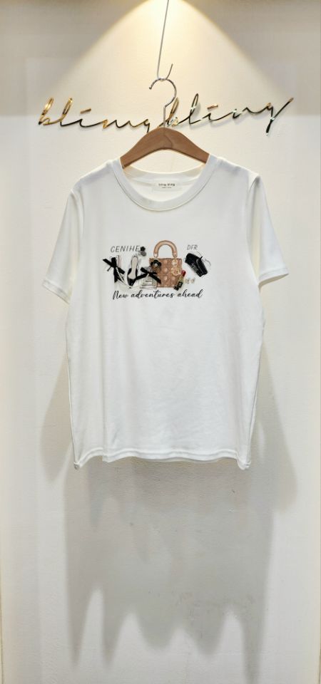 BLING BLING-S東大門㊣實拍女裝新款推薦休閑25春夏真品T恤BLING BLING-ST恤圖色1