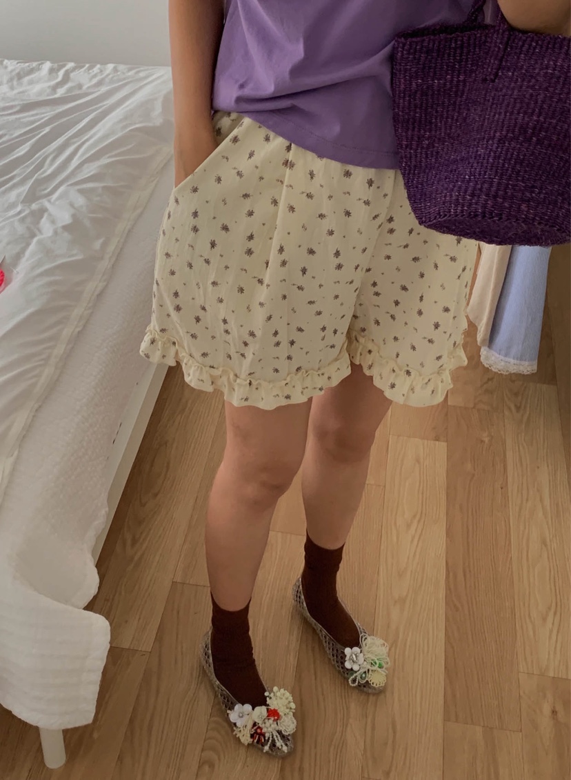 I I韓國直郵㊣女裝新款職業休閑熱賣真品25春夏短褲荷葉邊ITSSONG短褲