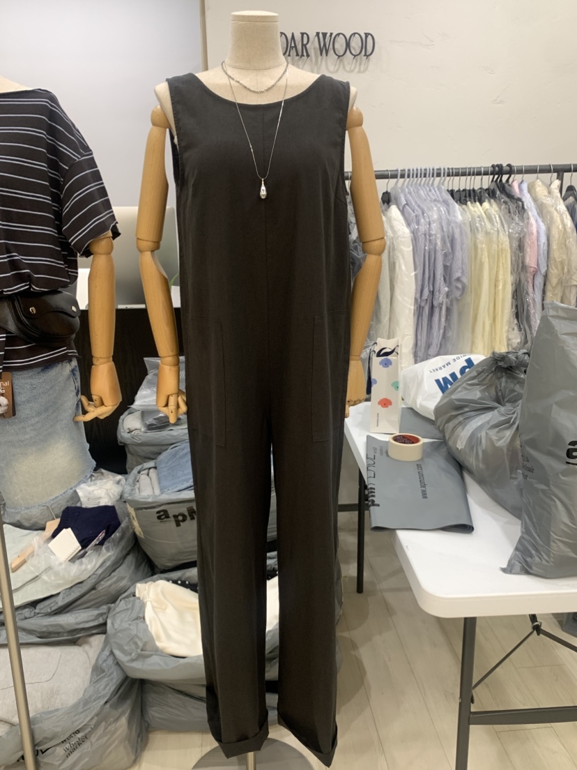 CEDARWOOD東大門㊣實拍女裝新品休閑25春夏職業熱賣連體褲亞麻CEDARWOOD連體褲圖色2