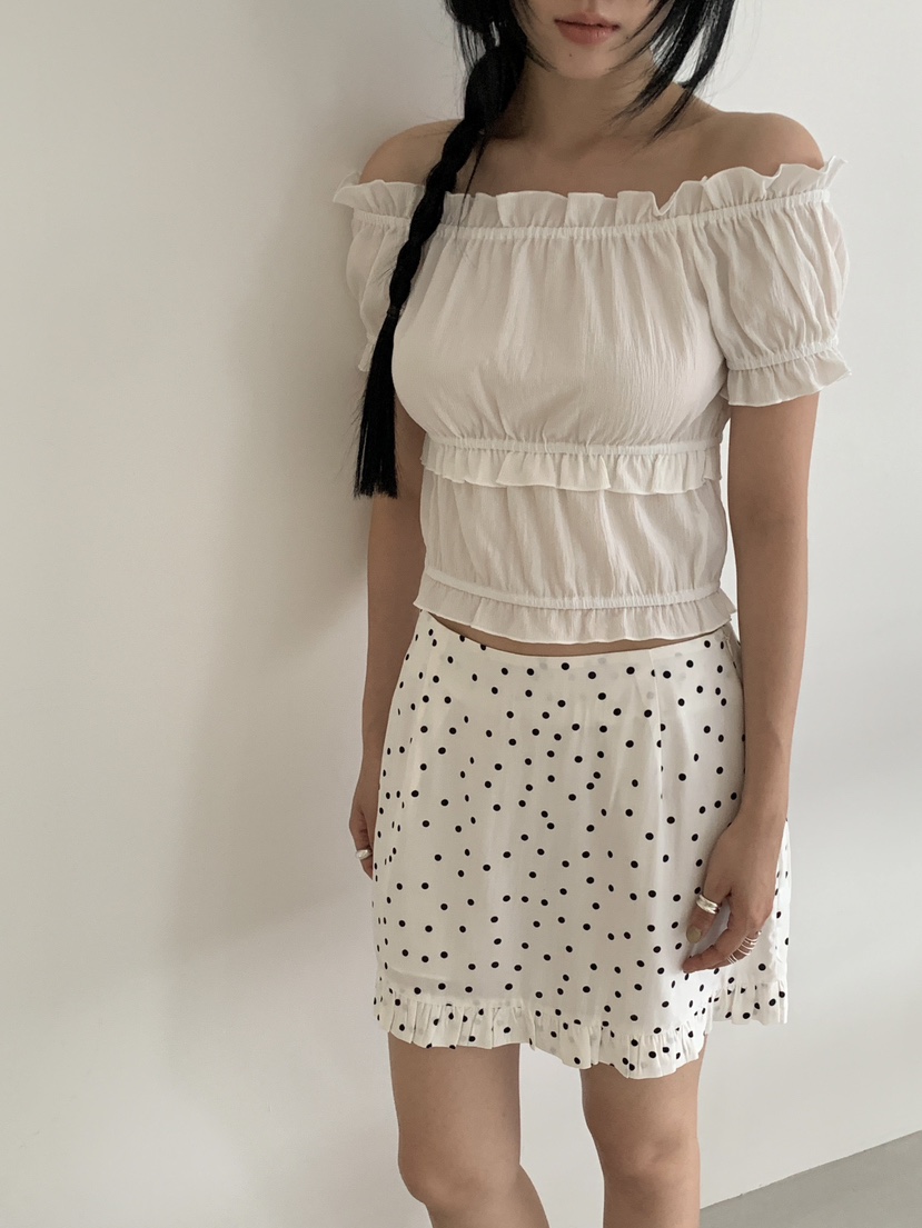 LOVE MOMENT韓國代購㊣女士新款休閑25春夏襯衫蕾絲衫荷葉邊LOVE MOMENT襯衫/蕾絲衫