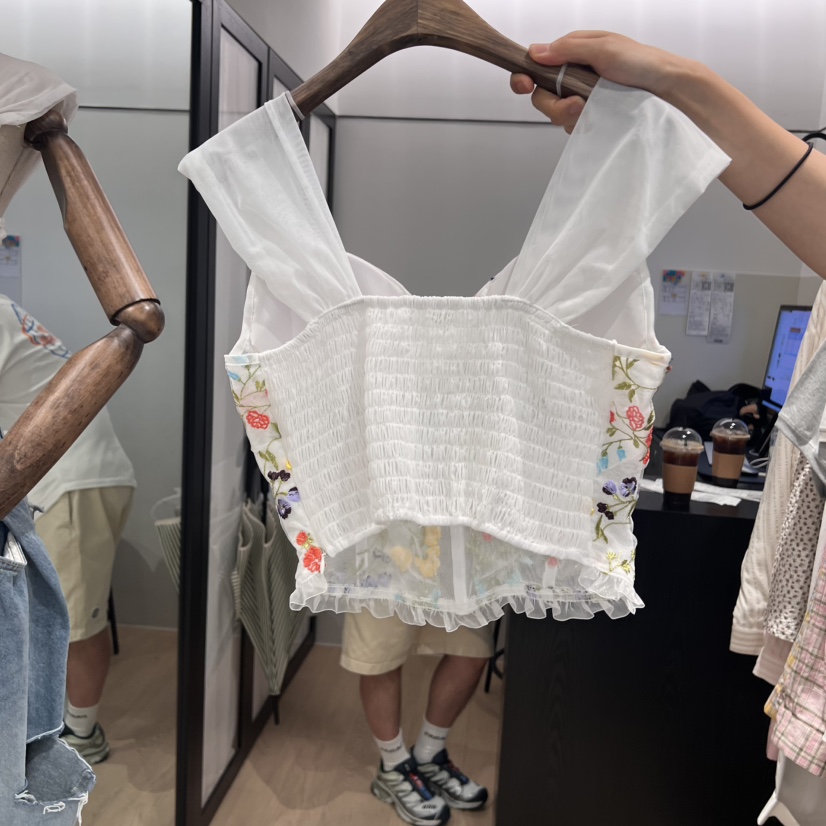 LOVE PULL東大門㊣直郵女裝新款真品休閑吊帶背心刺繡緊身LOVE PULL吊帶/背心