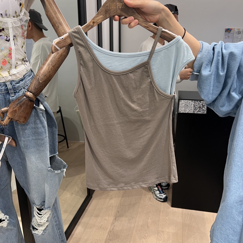 LOVE PULL東大門㊣實拍女士新品25春夏職業時尚人氣T恤假兩件LOVE PULLT恤圖色3