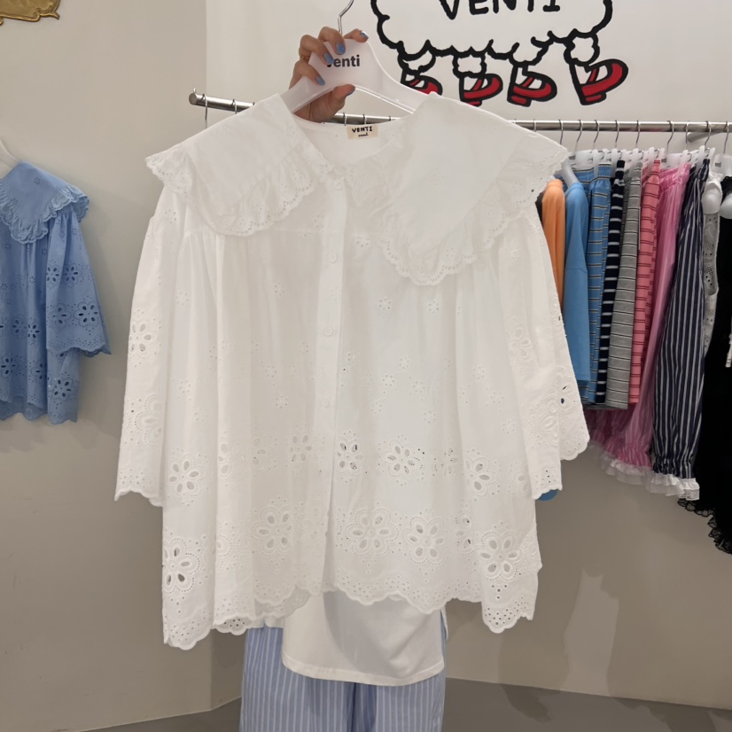 VENTI韓國直郵㊣女裝新款25春夏休閑時尚真品熱賣襯衫蕾絲衫VENTI襯衫/蕾絲衫圖色2